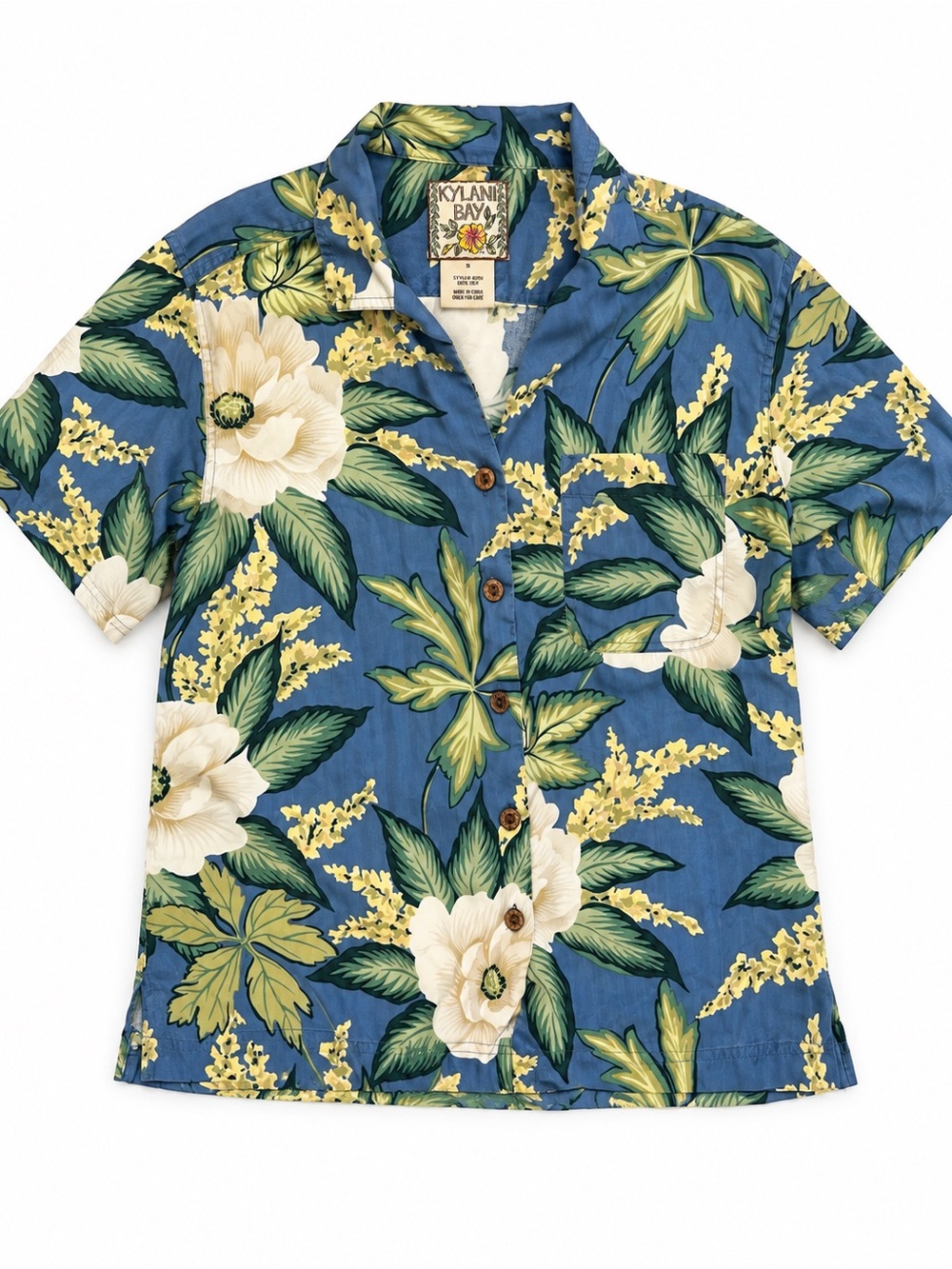 Kylani Bay 100% Silk Hawaiian Floral Shirt – Size Small